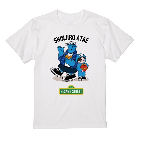 【與 真司郎 meets クッキーモンスター】Tシャツ WH 背中合わせ（XLサイズ）