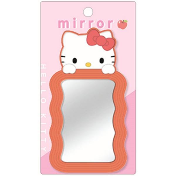 【サンリオキャラクターズ】ダイカットウェーブミラー　ハローキティ