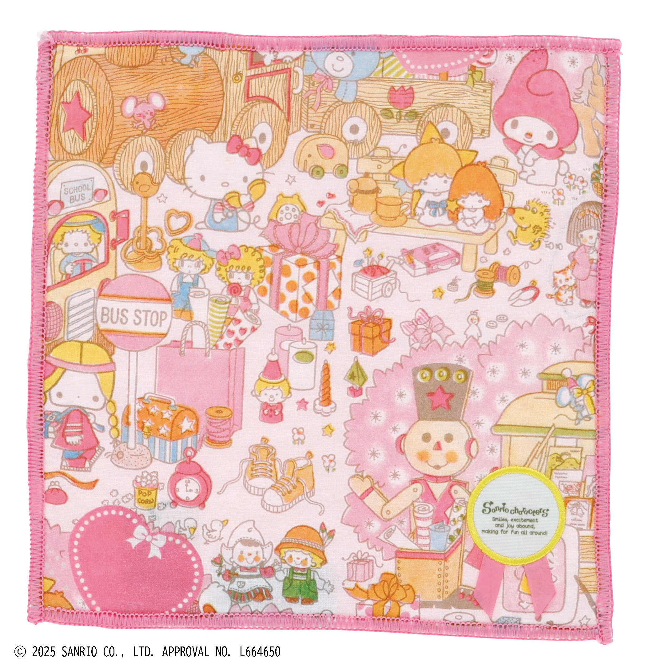【サンリオキャラクターズ】ラッピングピンク ミニタオル