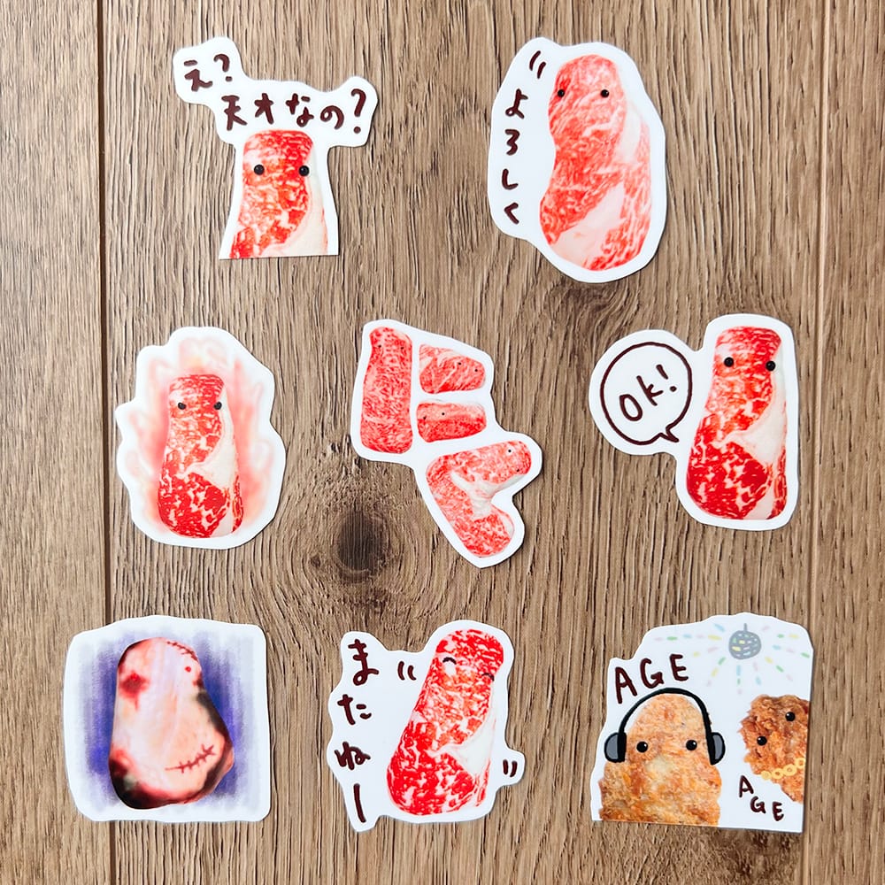 【スギウラユウミ】おにくさんステッカーセットC（台紙グリーン）