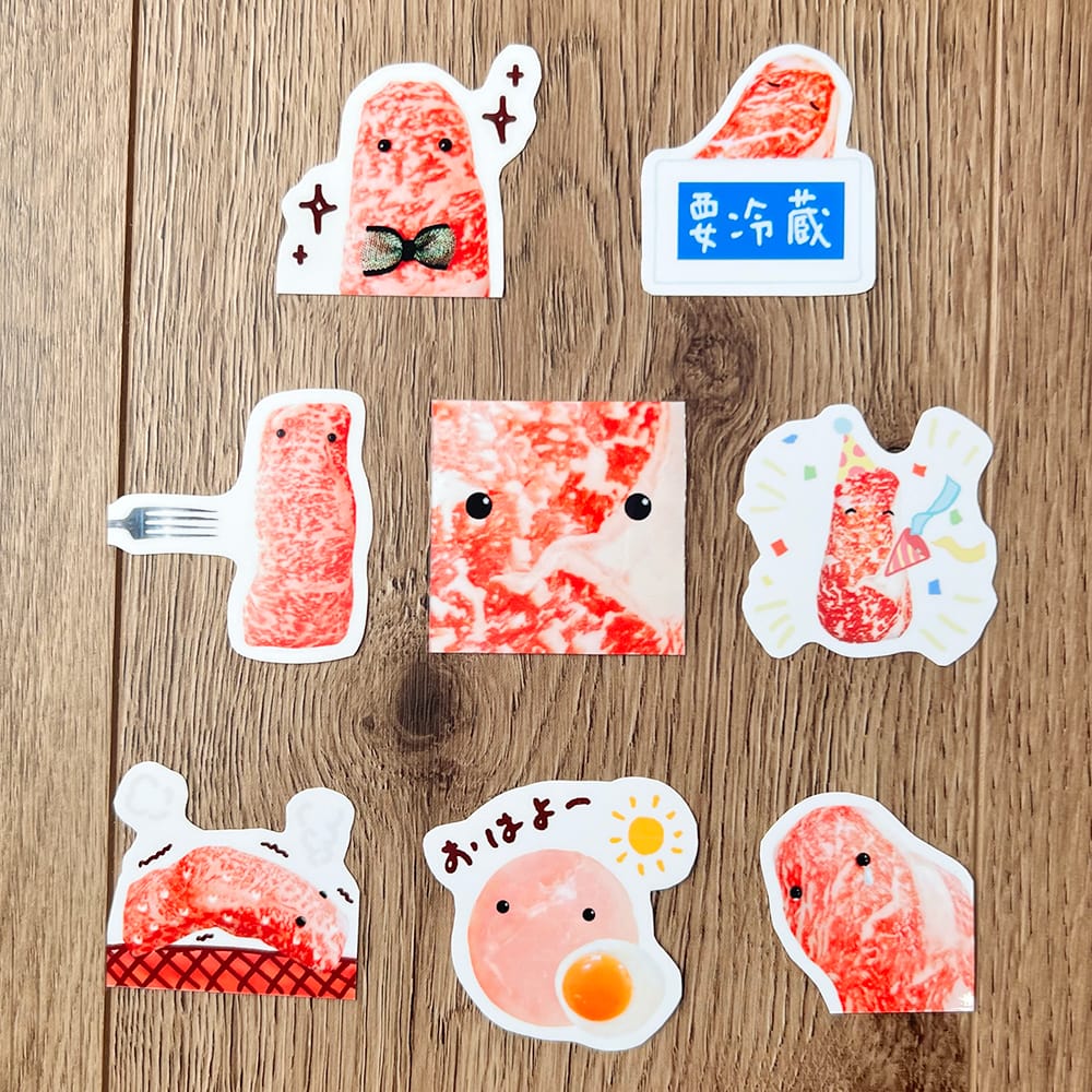 【スギウラユウミ】おにくさんステッカーセットD（台紙オレンジ）