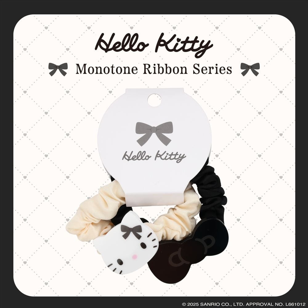 【サンリオキャラクターズ】ハローキティ モノトーンリボンシリーズ ヘアゴムセット ＜ A ＞