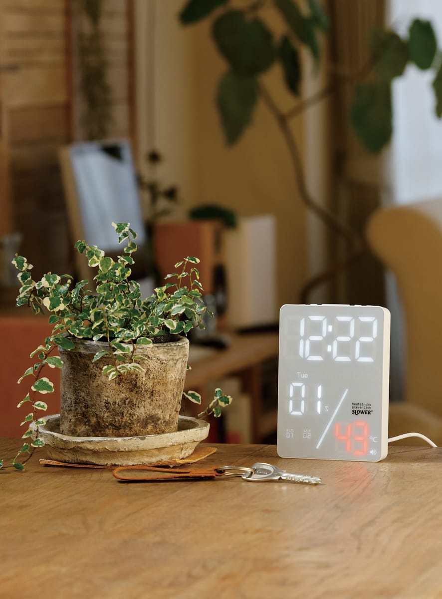 ＬＥＤ　ＴＨＥＲＭＯ　ＡＬＥＲＴ　ＣＬＯＣＫ　Ａｚｕｌ　ＷＨＩＴＥ