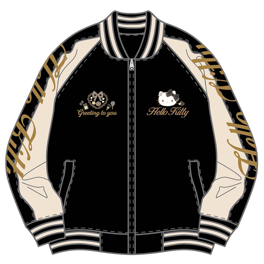 【サンリオキャラクターズ】ハローキティ リバーシブルスカジャン ブラック(Mサイズ)