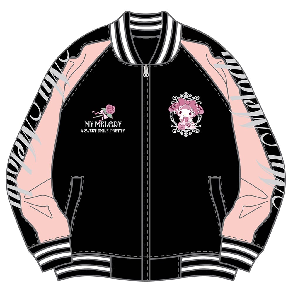 【サンリオキャラクターズ】クロミ＆マイメロ リバーシブルスカジャン ブラック(Lサイズ)