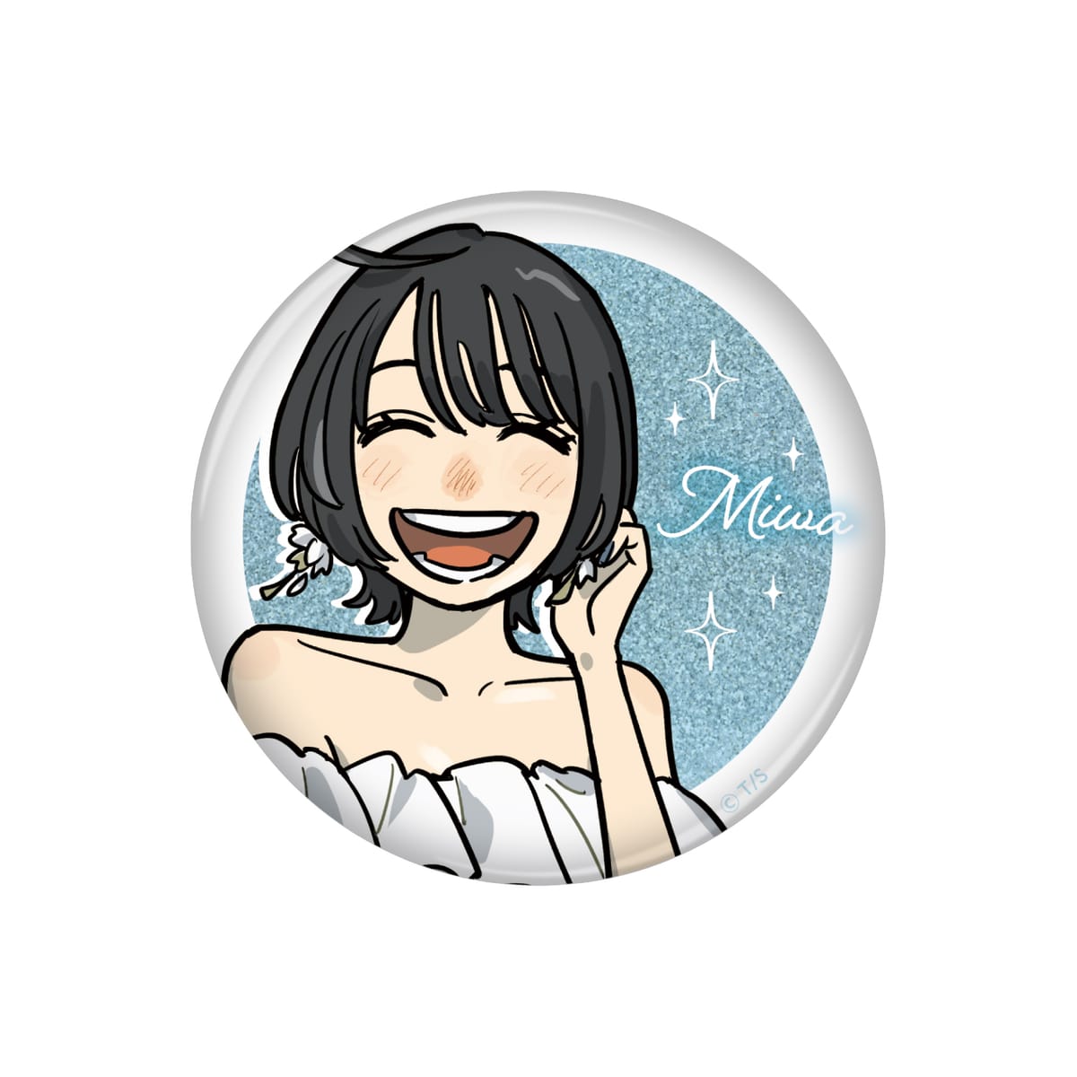 【付き合ってあげてもいいかな】グリッター缶バッジ　犬塚みわ