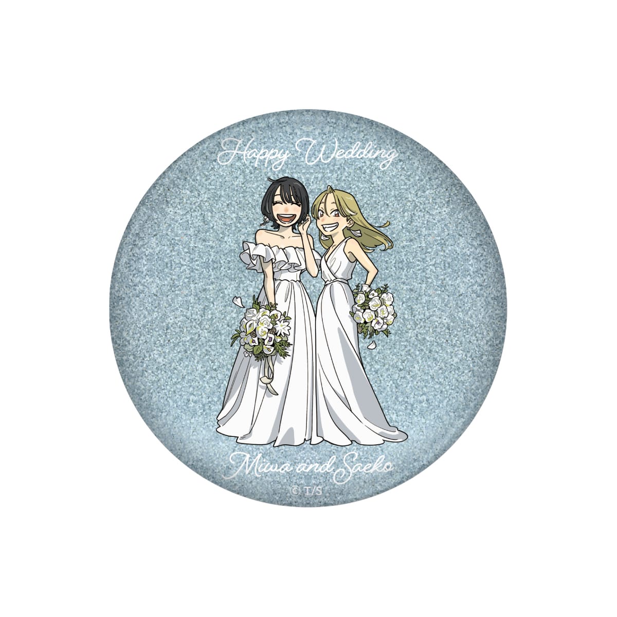 【付き合ってあげてもいいかな】グリッター缶バッジ　ペア全身