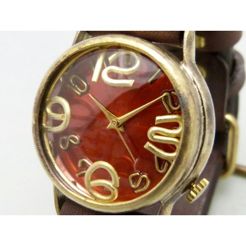 【手作り腕時計】214Ｂ ””On Time-B”” カラーダイアル　ORANGE【完全受注生産】