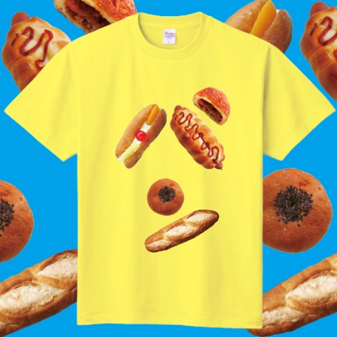 【よだれ堂】パンのパン文字Tシャツ(イエロー）ガールサイズL