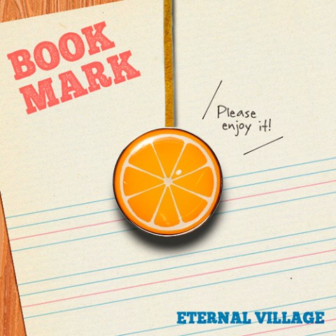 【ETERNAL VILLAGE】オレンジ柄のクリップ型ブックマーク