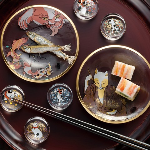 【江戸猫】丸皿　金魚