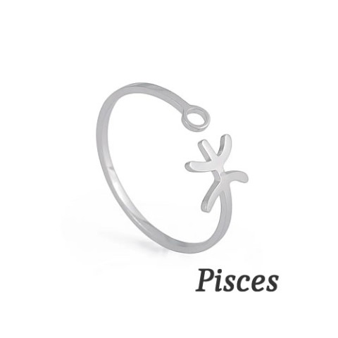 【＃kawaiiiii!】『Pisces 魚座』星座のリング （錆びにくいステンレススチール製）