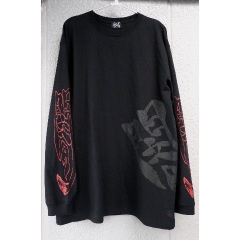 【ガリュウホンポ】闇ロングTシャツ 黒×赤