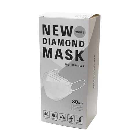 【新型不織布マスク】NEW DIAMOND MASK 30枚 ホワイト