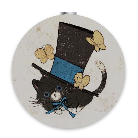 【haru】コンパクトミラー（黒猫と帽子）