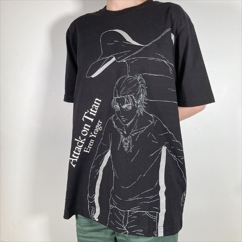 【進撃の巨人】Tシャツ エレン 線画 BLACK Lサイズ