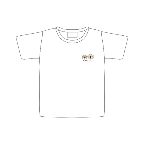 【豆柴うに＆ゴールデンレトリバーおから】Tシャツ WH（XLサイズ）