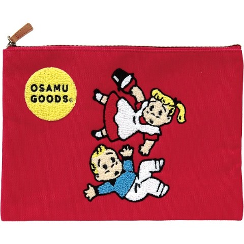 【OSAMU GOODS】サガラ刺繍フラットポーチ レッド