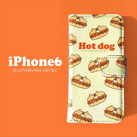 【iPhone6/6s】【ぶちゃくま。】Hot dog手帳型iPhoneケース