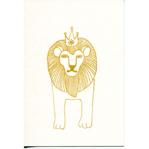 【絵と木工のトリノコ】王様ライオン-ガリ版ポストカード