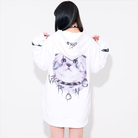 【TRAVAS TOKYO】Hell kitten zip hoodie【White】