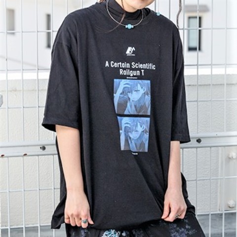 【ANIERA MODE】御坂美琴 model Tshirt / とある科学の超電磁砲T(ブラック)XLサイズ
