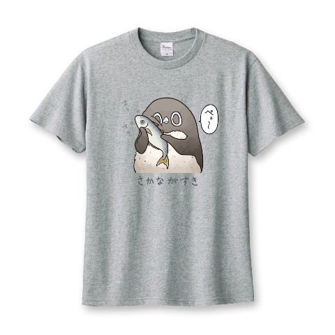 【虚無かわいいアデリーペンギン】Tシャツ　グレー　Lサイズ