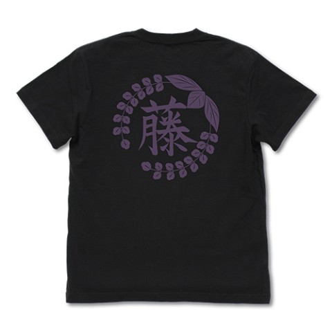 【鬼滅の刃】藤の花の家紋 Tシャツ/BLACK-XL