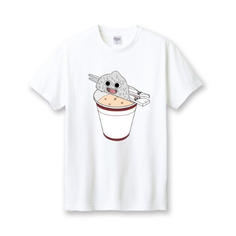 【いくとん】TシャツホワイトL(意地を見せたカップ麺の蓋)