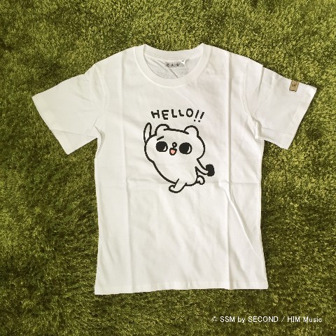 【爽爽猫】【M】HELLOプリントTシャツ ホワイト