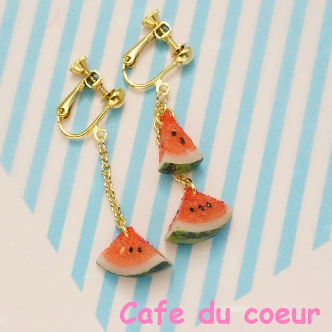 【Cafe du coeur】スイカのイヤリング