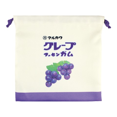【お菓子シリーズ】フラット巾着　マルカワフーセンガムレトロ／グレープ