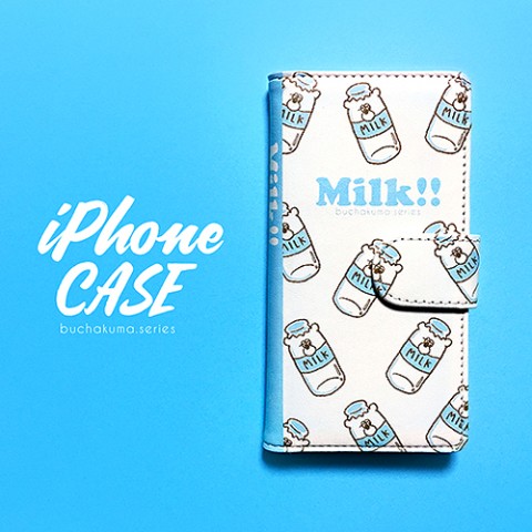 【ぶちゃくま。】ミルク手帳型iPhoneケース