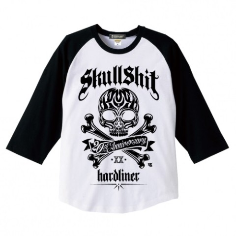 【SKULLSHIT】20th Anniversary Tribla Skull Raglan Shirts (ホワイト/Sサイズ)