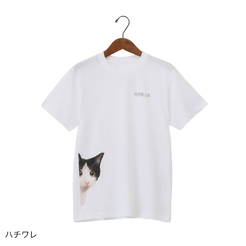 PEEPING CAT Tシャツ（ハチワレ） Sサイズ
