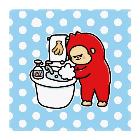 【赤ゴリラ】 ハンドタオル　手洗いだいじ