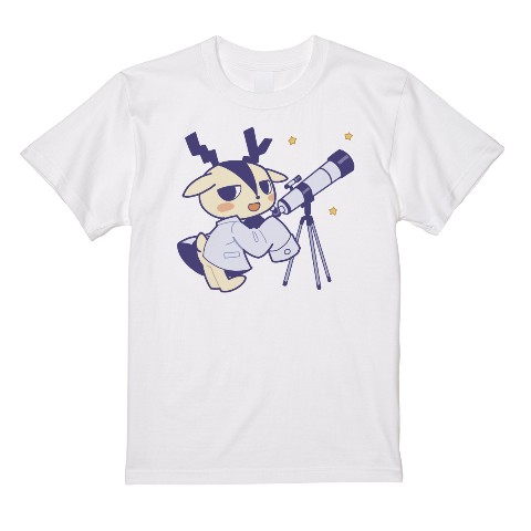 【宇宙大好きレキシカちゃん】Tシャツ 天体望遠鏡 WH（Mサイズ）