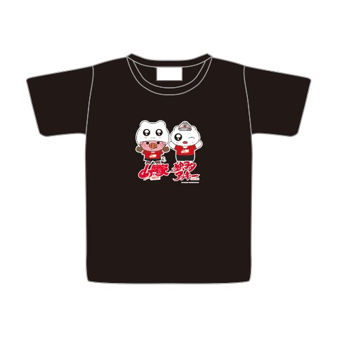 【独ヲタアッキー×山岡家】Tシャツ BK ヤマトンマン＆シロウ（XLサイズ）
