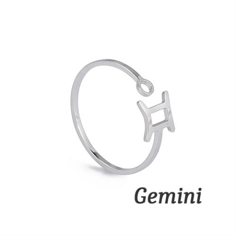 【＃kawaiiiii!】『Gemini  双子座』星座のリング （錆びにくいステンレススチール製）