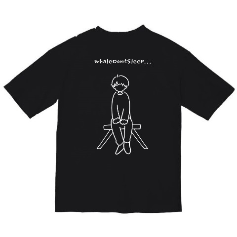 【くじら】バックプリントBIGTシャツ(ブラック)/Mサイズ