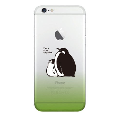 【もこぺん】iPhone透明ハードケース　コウテイペンギン-グリーン