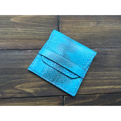 本革製ポケット型コンドームケース ウミヘビ（空色）