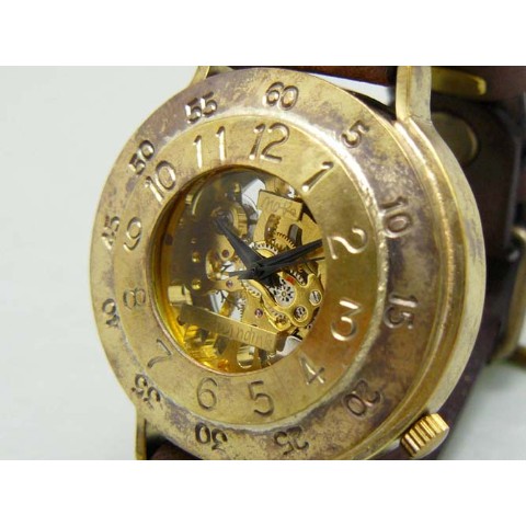【手作り腕時計】BHW062 手巻きBrassJUMBO ””GunBoat2-BHW”” アラビア数字【完全受注生産】