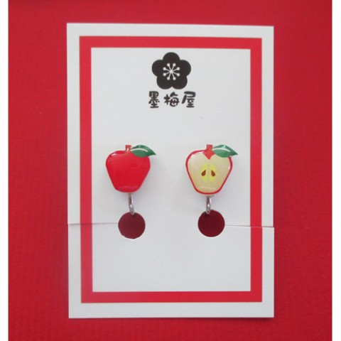 【墨梅屋】赤りんごイヤリング