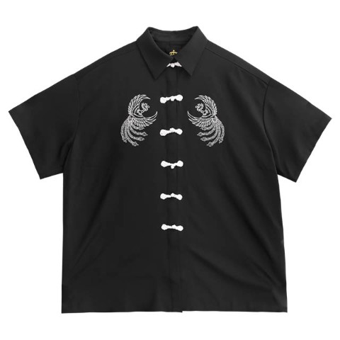 【LISTEN FLAVOR】フェニックス刺繍チャイナシャツ 【BLACK】