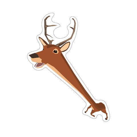 【ごく普通の鹿のゲーム】ダイカットステッカー 首伸び