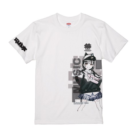 【電音部】Tシャツオリジナル　Mサイズ白　黒鉄 たま