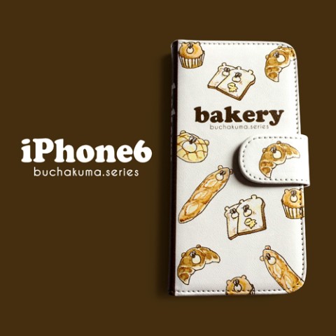 【iPhone6/6s】【ぶちゃくま。】ベーカリー手帳型iPhoneケース