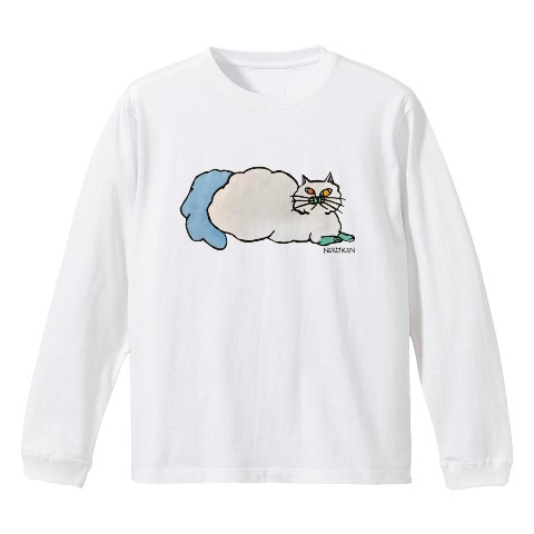 【NEKO KEN】ロングTシャツ　ふわネコWH・XLサイズ