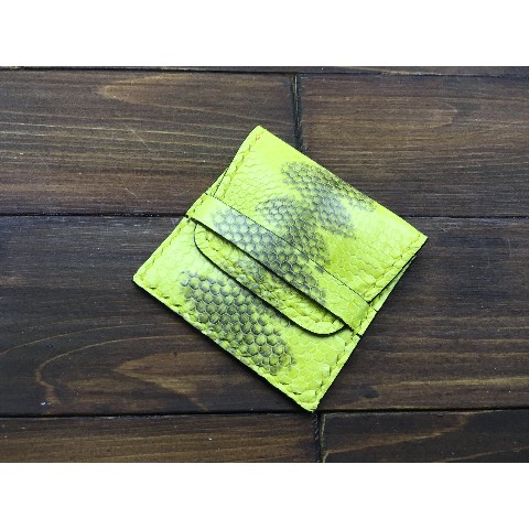 本革製ポケット型コンドームケース ウミヘビ（黄色）